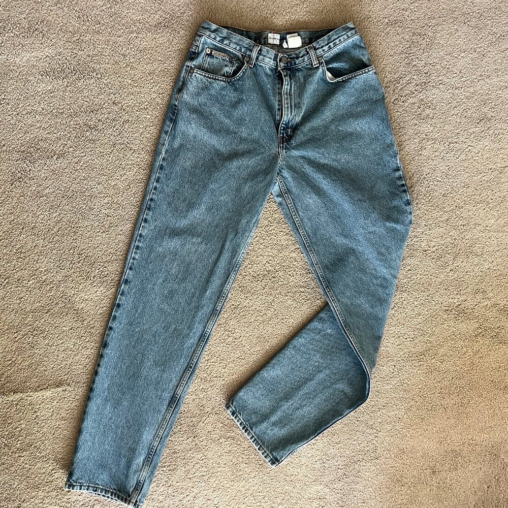 Calvin Klein Men's 5-Pocket Double Stonewash Denim Blue Jeans, Mens 33", Vintage